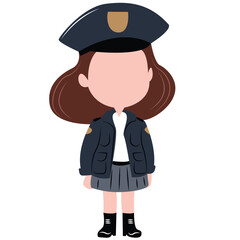 cute cartoon police girl ai generative