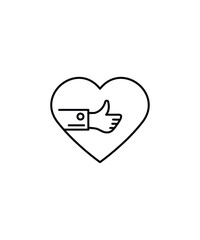 Fototapeta premium heart with like icon, vector best line icon.