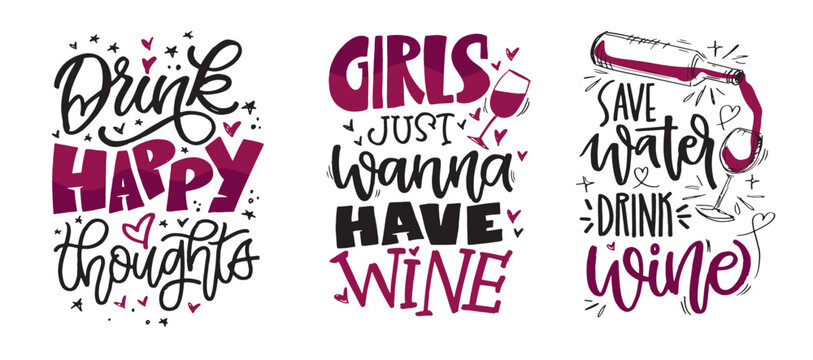 Lettering Hand drawn doodle postcard about wine. Wine lover. Mom wine culture. T-shirt design. Tee design ,mug print, print art. 100% vector file