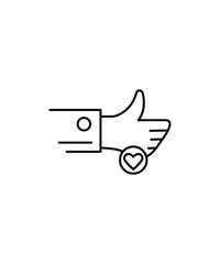 like with love icon, vector best line icon.