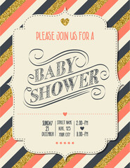 Beautiful Retro Baby Shower Card Template