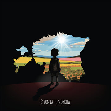 A young dreamer: "The boy looks to the bright future of Estonia." Download this vector file to illustrate hope, ambition, and a nation's potential.