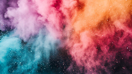 Holi colors splash explosion on dark background - obrazy, fototapety, plakaty