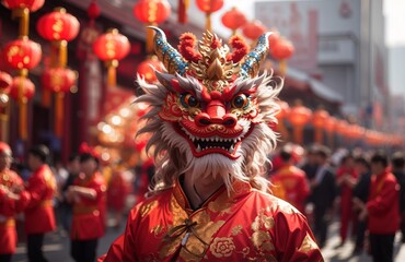 Chinese celebration dragon dance at festival