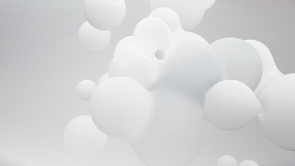 半透明な白い背景。メタボール、リキッドボール、シャボン玉	