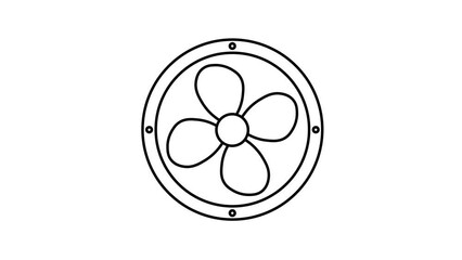 Exhaust fan with rotating blades animation set. Black illustrations on white background. Motion graphic 