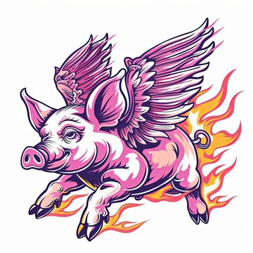a pig with wings is flying through the air