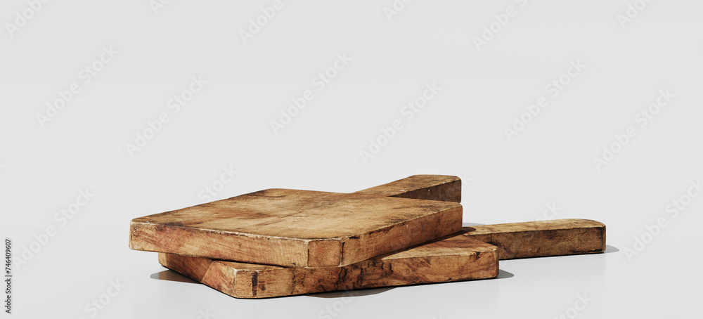 Poster minimal mockup concept for food product presentation. serving board on white background. clipping pa