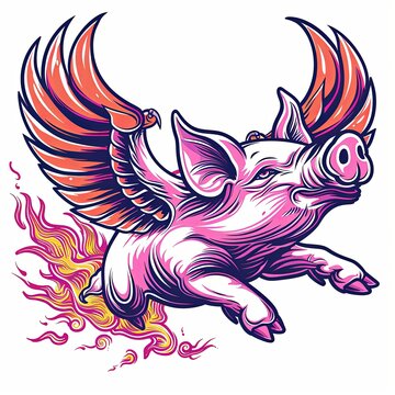 a pig with wings is flying through the air