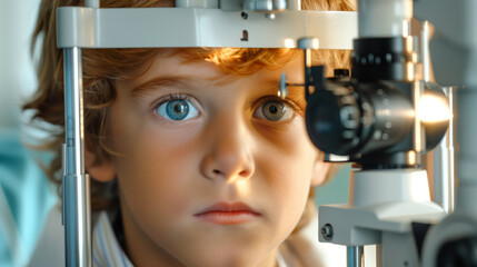 Fototapeta na wymiar Eye test vision correction in children paediatric ophthalmologist paediatric ophthalmologist eye surgery