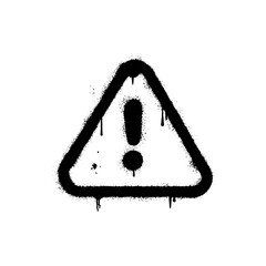 Spray exclamation mark in triangle, caution symbol Spray Graffiti isolated on white background.