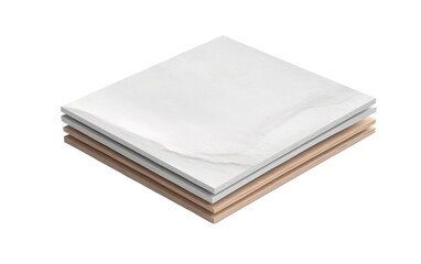 A stack of white paper sheets arranged neatly on top of each other, creating a tall tower. The sheets are pristine and unmarked. on a White or Clear Surface PNG Transparent Background.