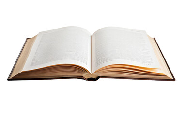 Fototapeta premium Open Book. An open book its pages neatly spread out. The book appears to be ready for reading or study, with no distractions in the background. on a White or Clear Surface PNG Transparent Background.