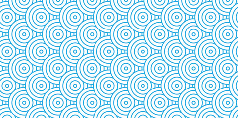 Minimal diamond geometric waves spiral pattern and abstract circle wave line. blue seamless tile stripe geomatics overlapping create retro square line backdrop pattern background. Overlapping Pattern.