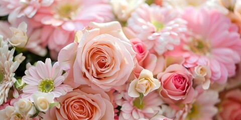 Naklejka na ściany i meble closeup bouquet wedding flowers 