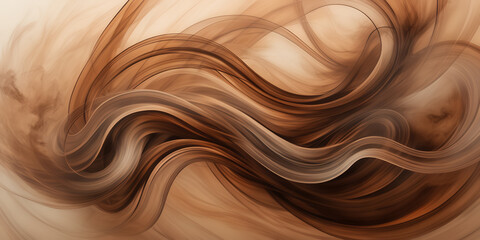 Abstract depiction of swirling smoke trails in shades of copper and bronze against a backdrop of muted, earthy tones.