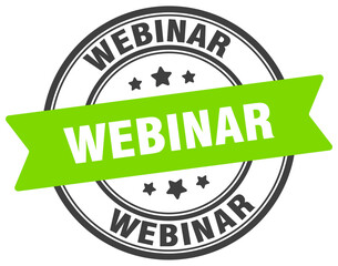 webinar stamp. webinar label on transparent background. round sign