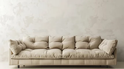Foto op Plexiglas Minimalist beige wall background. Beige sofa. Generative AI © 수아 유