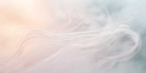 Close-up photograph of delicate wisps of smoke gently unfurling against a background of soft,...