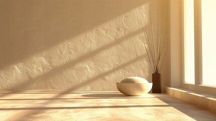 Minimalist interior walls and floors. Generative AI