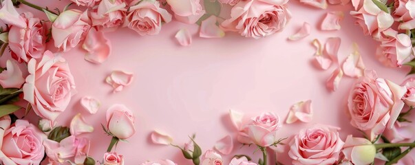 Background with flowers with copyspace for your text. Frame from beautiful flowers.