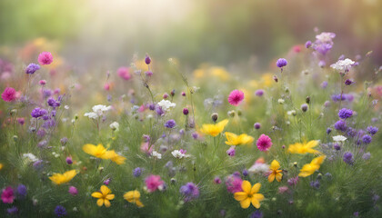 Obraz na płótnie Canvas Serene Nature Scene: Wild Flowers in Natural Background