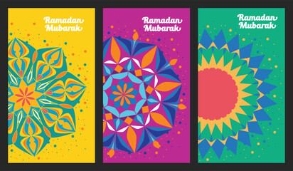 Colorful Ramadan Mubarak hand draw doodle art