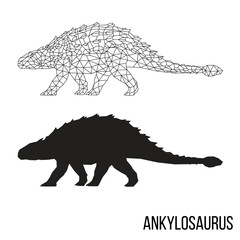 Abstract geometric triangle polygonal dino ankylosaurus silhouette isolated on white background	