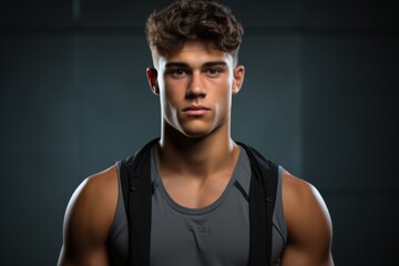 Confident Young Man Athlete in Workout Gear Posed with Energetic Determination