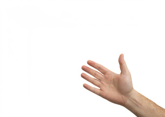 Caucasian man's open right hand palm, isolated on white