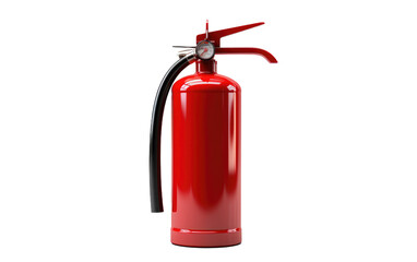 Obraz premium Red Fire Extinguisher. The fire safety device is prominently displayed, ready for emergency use. on a White or Clear Surface PNG Transparent Background.