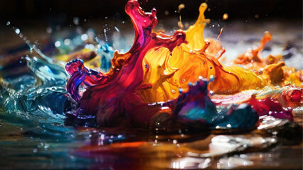 Default colorful water colorful splash. Generative AI. - obrazy, fototapety, plakaty