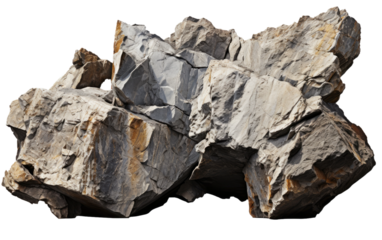 Group of Rocks Aligned Together. A collection of rocks arranged in a stack next to each other. The rocks vary in size and color, with some. on a White or Clear Surface PNG Transparent Background.