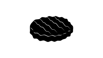 Burger cutlet emblem, black isolated silhouette