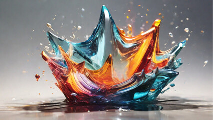 Star line colorful smooth crystalize with water. Generative AI.