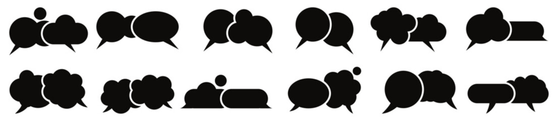 Blank Speech Bubbles elements set. Social media communication elements. Empty space speech bubble collection.