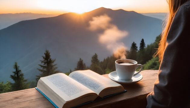 Coffee And Reading, Emphasizing The Idea That A Fresh Day Brings New Learning Possibilities