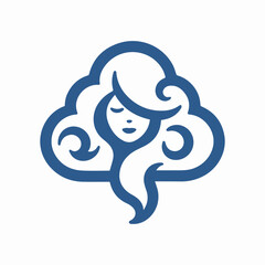 Logo of a woman with white cloud hair. Brand Logo