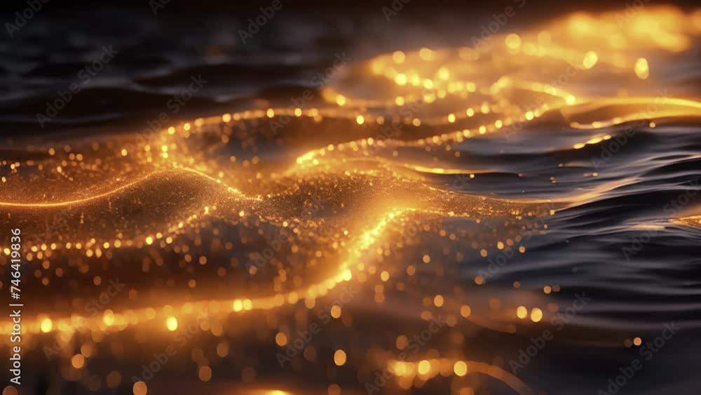 Poster closeup of a smooth glossy surface illuminated by a stream of bright light creating a stunning contr