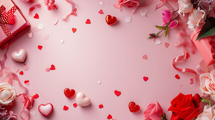 Top view of valentine's day concept with copy space