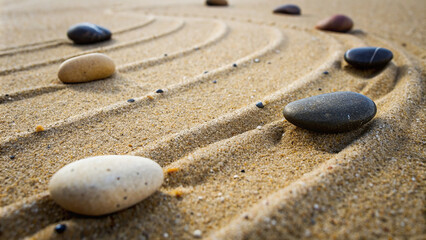 Fototapeta na wymiar sand, stones, circles