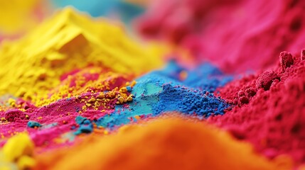 Obraz premium Colorful Holi festival colors over plain surface