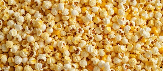 Delicious and crunchy popcorn on a vibrant blue background for a movie night treat