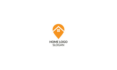 Home with a pin logo design.
