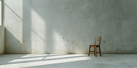 Gray walls and wooden chairs. Generative AI