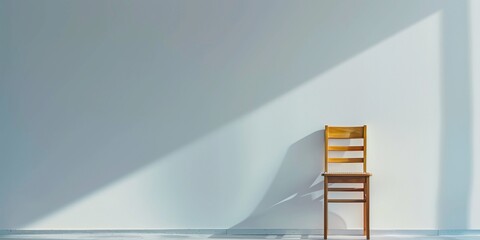 Wooden chairs and bright sky blue walls. Generative AI