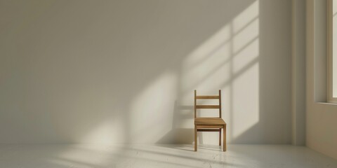 Wooden chairs and modern wall. Generative AI