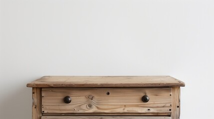 Contemporary wooden dresser on white backdrop. White background holding a wooden cabinet. Generative AI