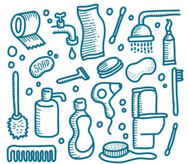 Bathroom doodle vector illustration line art