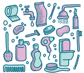 Bathroom doodle vector illustration colorful